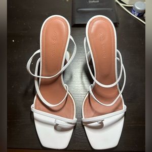 AUTHENTIC Amina Muaddi Naima Leather Sandals White Size 39